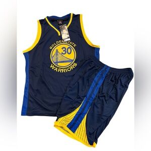 Kids Basketball Jersey and Shorts Set - Blue and Yellow